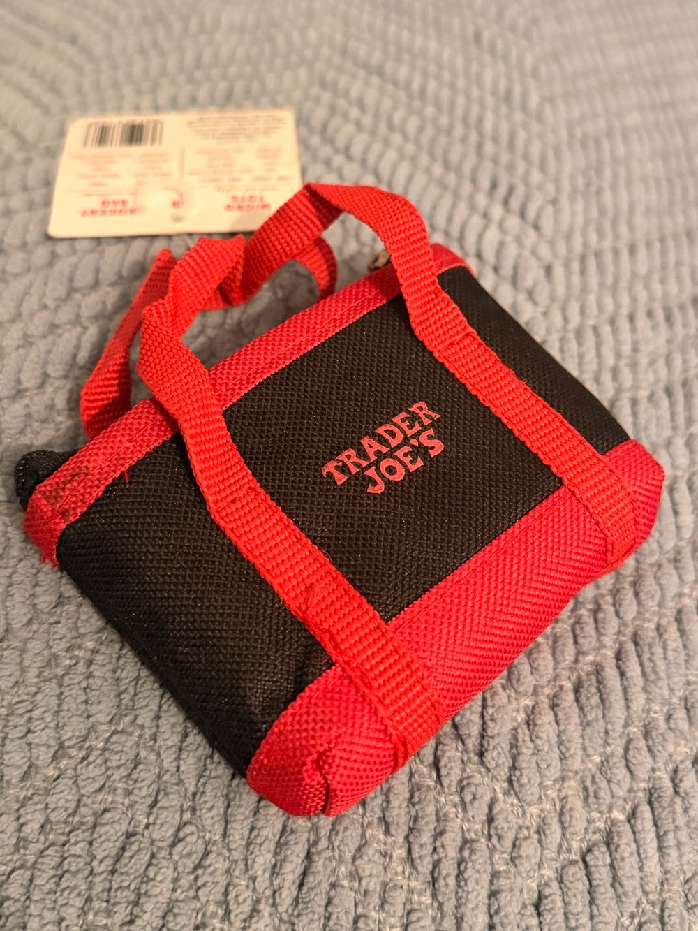 Trader Joe's Micro Canvas Tote in Black and Red